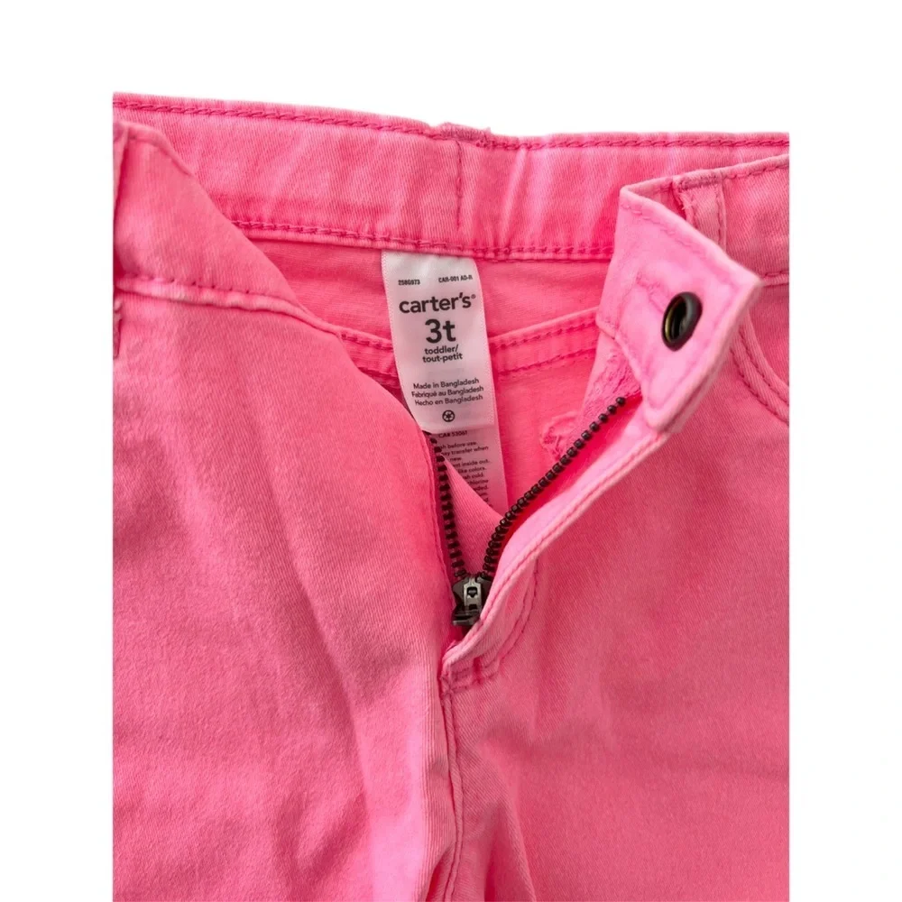 Carter's Denim Pink Mid-Length Kids Shorts with Rolled Cuffs | Toddler Girl 3T